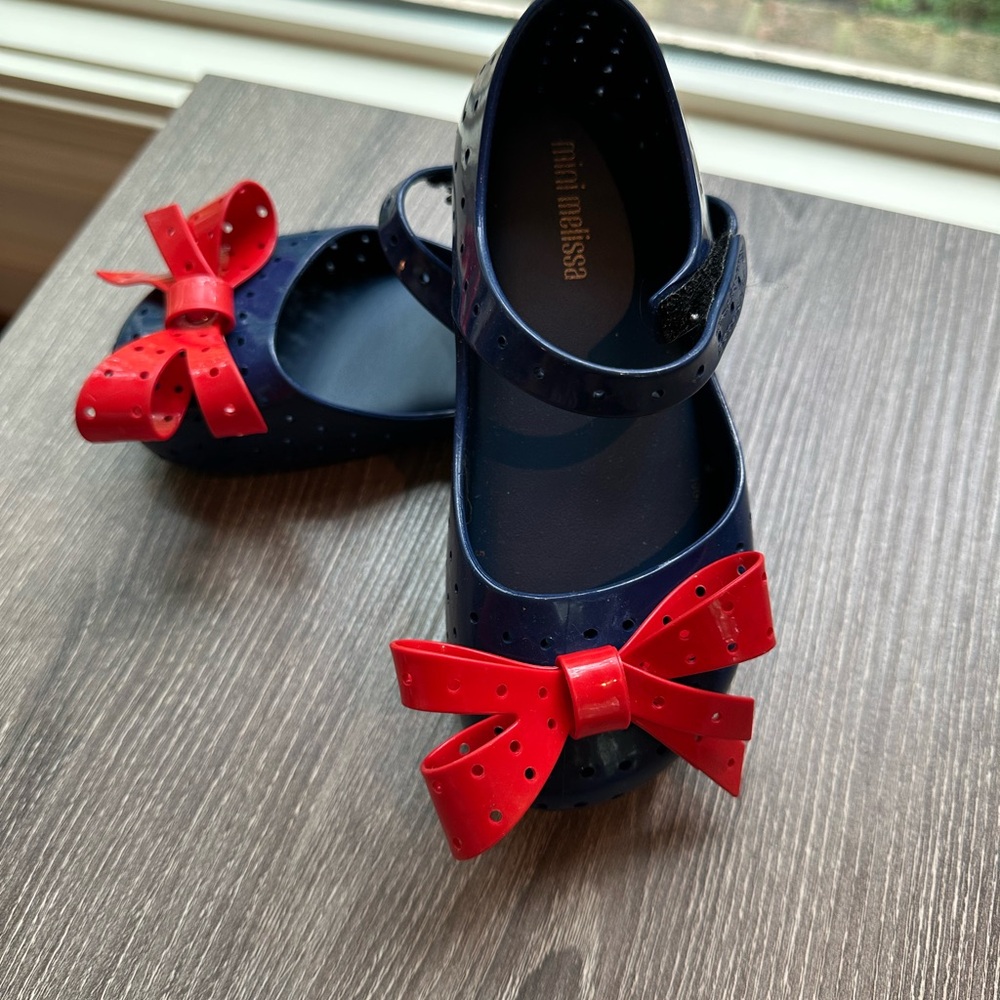 Mini Melissa Navy Shoes with Red Bow jelly